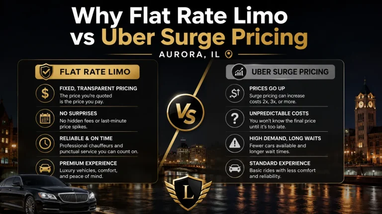 flat rate limo vs Uber surge pricing Aurora IL